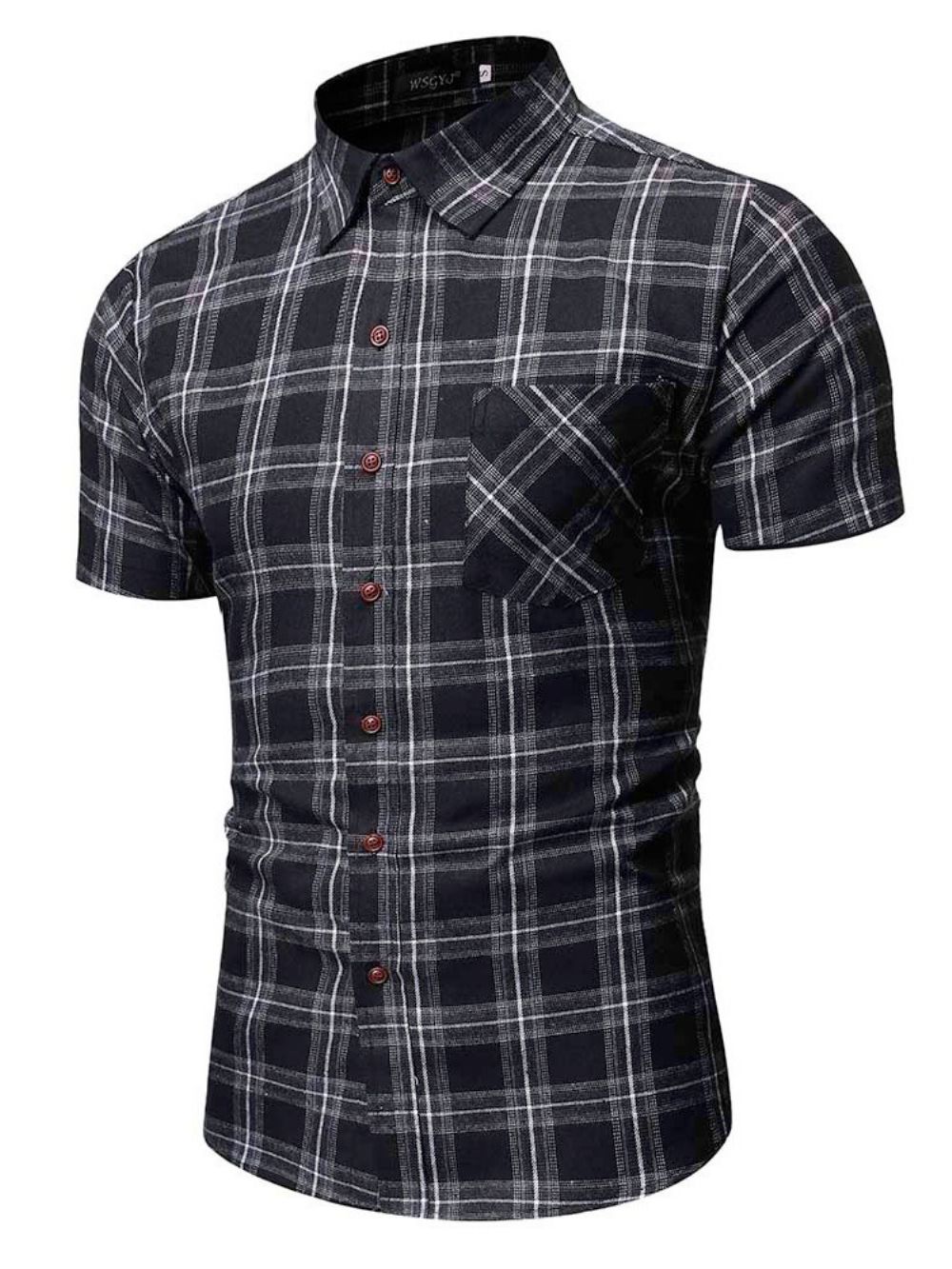 Camisa Masculina Estampa Xadrez Lapela Trespassada