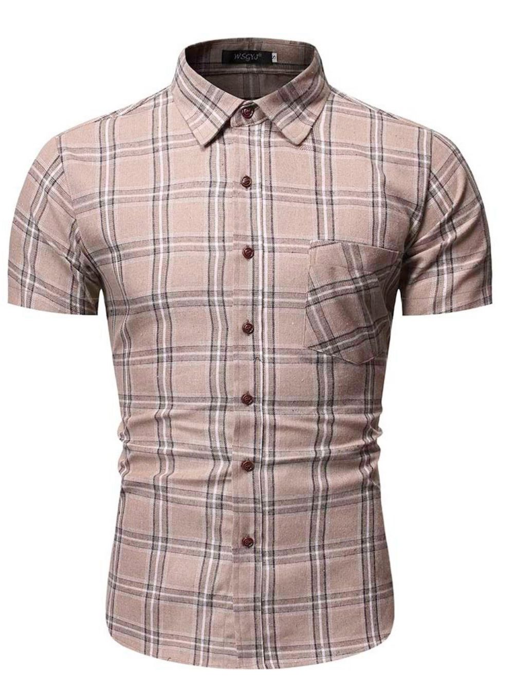 Camisa Masculina Estampa Xadrez Lapela Trespassada