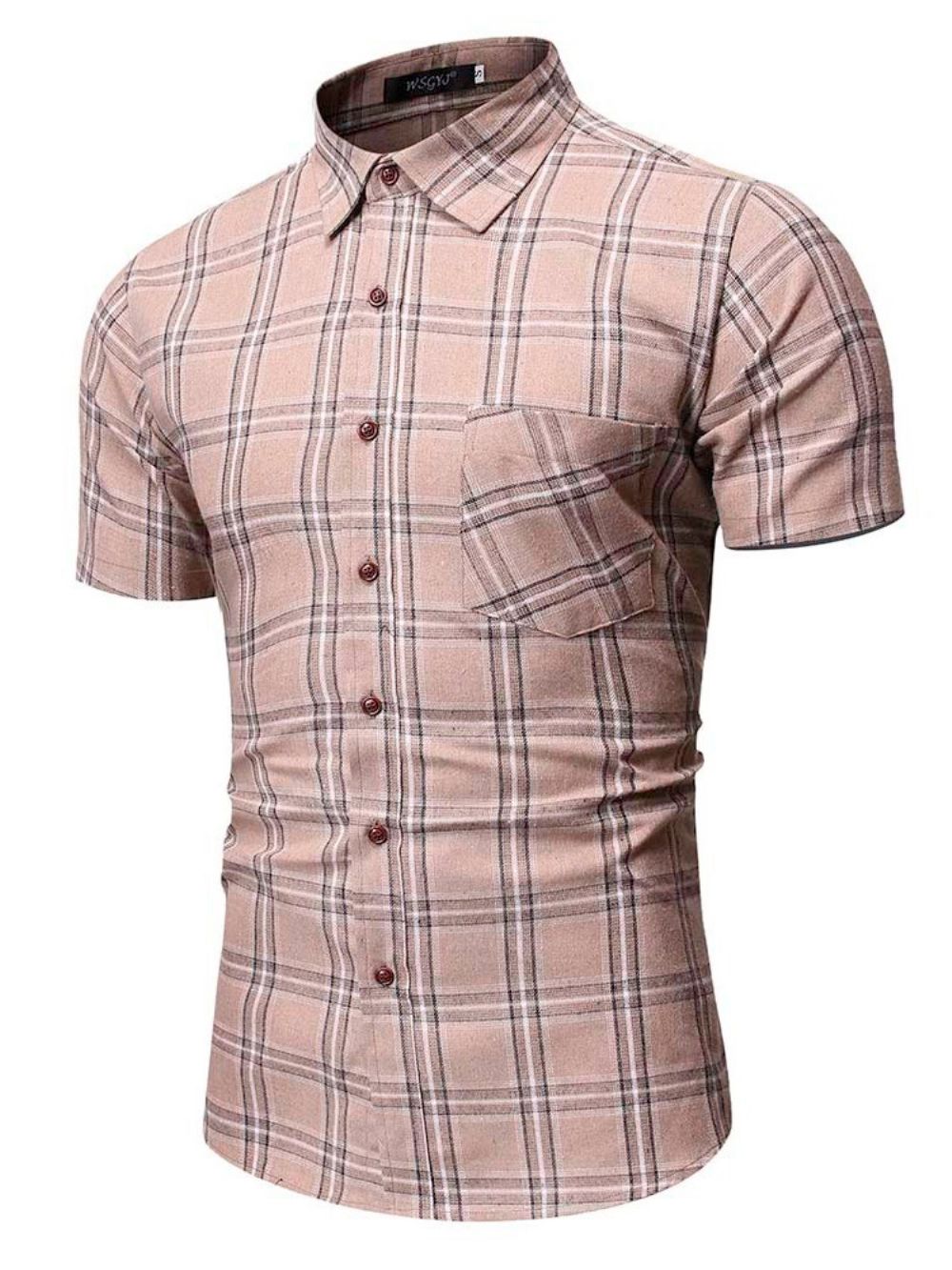 Camisa Masculina Estampa Xadrez Lapela Trespassada