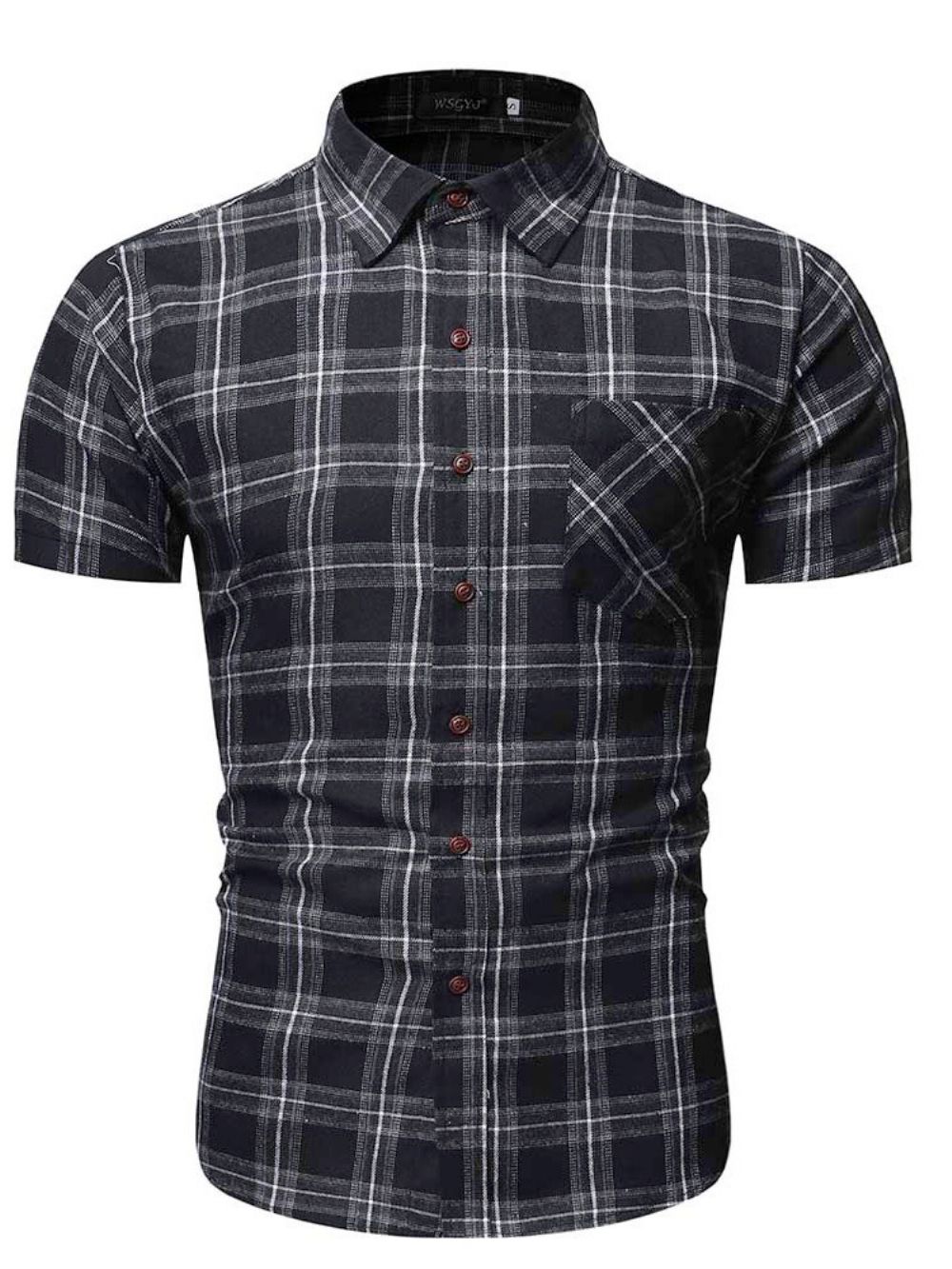 Camisa Masculina Estampa Xadrez Lapela Trespassada