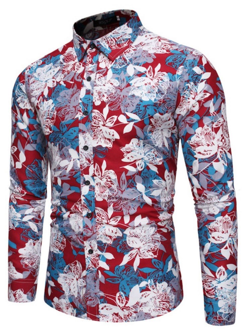 Camisa Masculina Estampada Com Lapela Casual De Primavera