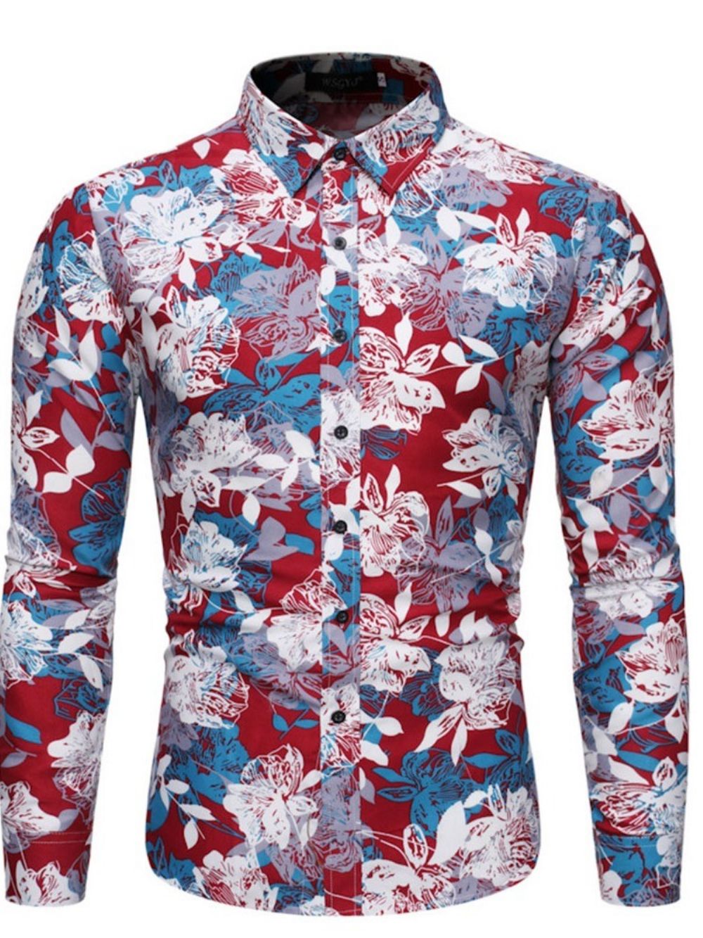 Camisa Masculina Estampada Com Lapela Casual De Primavera