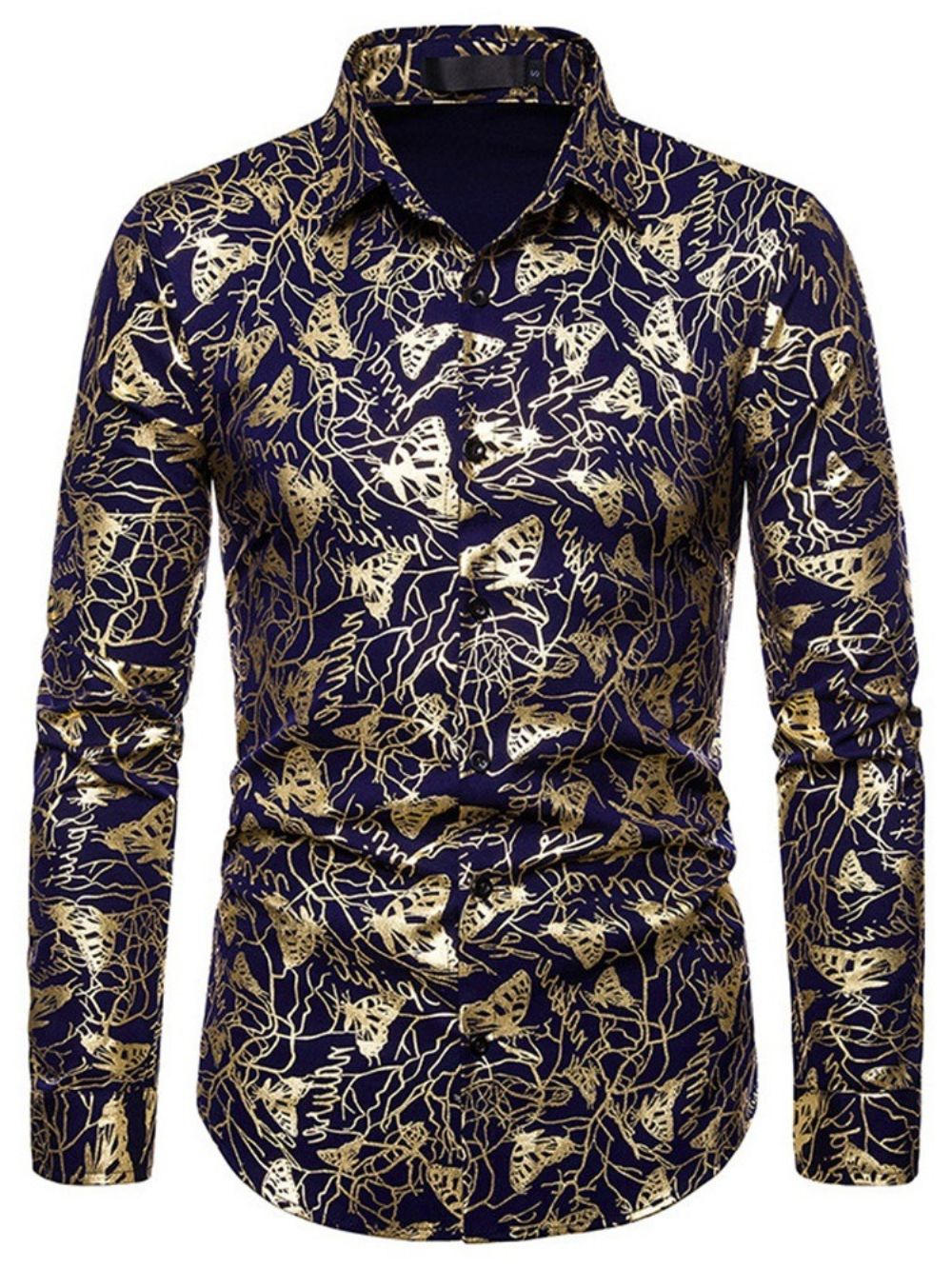 Camisa Masculina Estampado Animal Lapela Trespassado