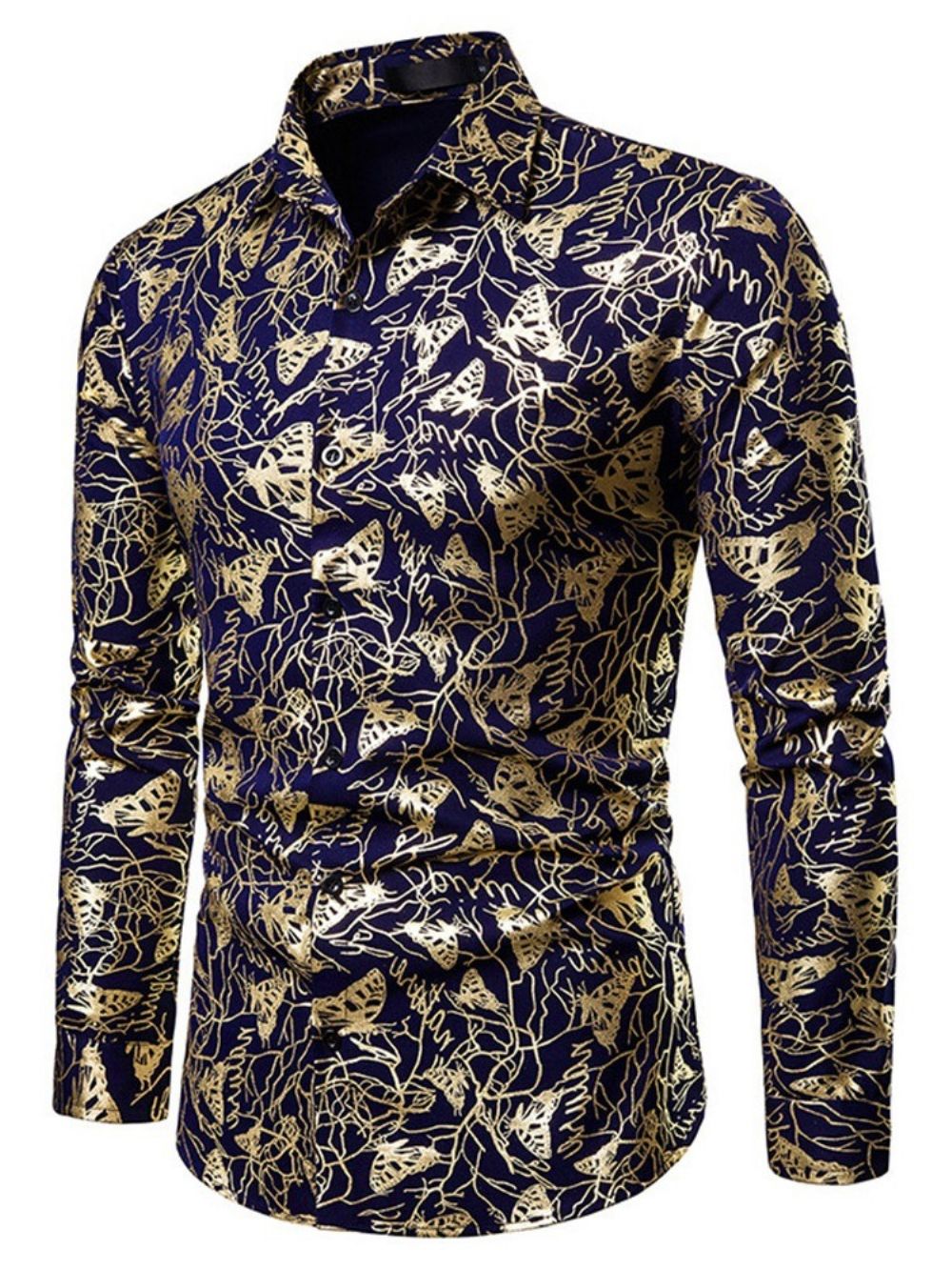 Camisa Masculina Estampado Animal Lapela Trespassado