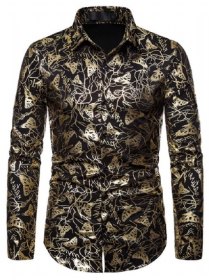 Camisa Masculina Estampado Animal Lapela Trespassado