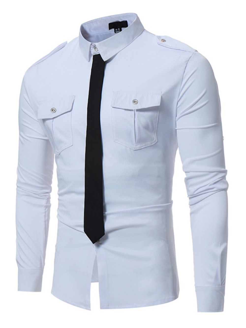 Camisa Masculina Fina Decorada Exclusiva Com Gravata De Bolso