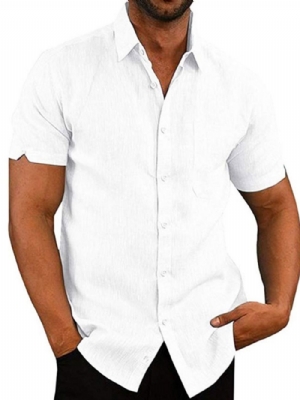 Camisa Masculina Folgada Casual Com Botão De Lapela