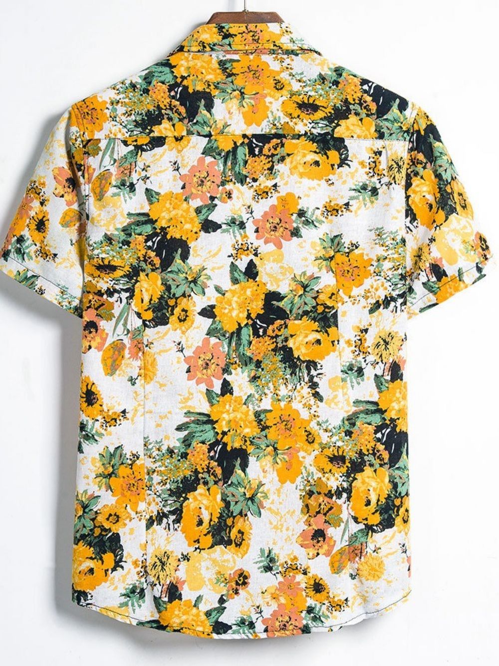 Camisa Masculina Folgada Coreana Estampada Com Lapela