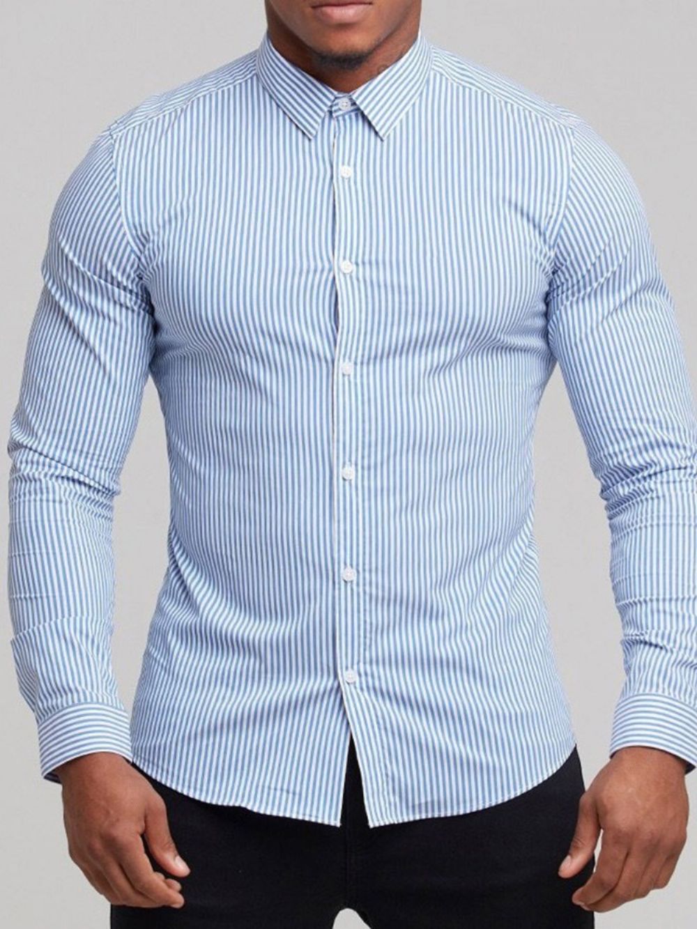 Camisa Masculina De Lapela Casual Com Botão Trespassado