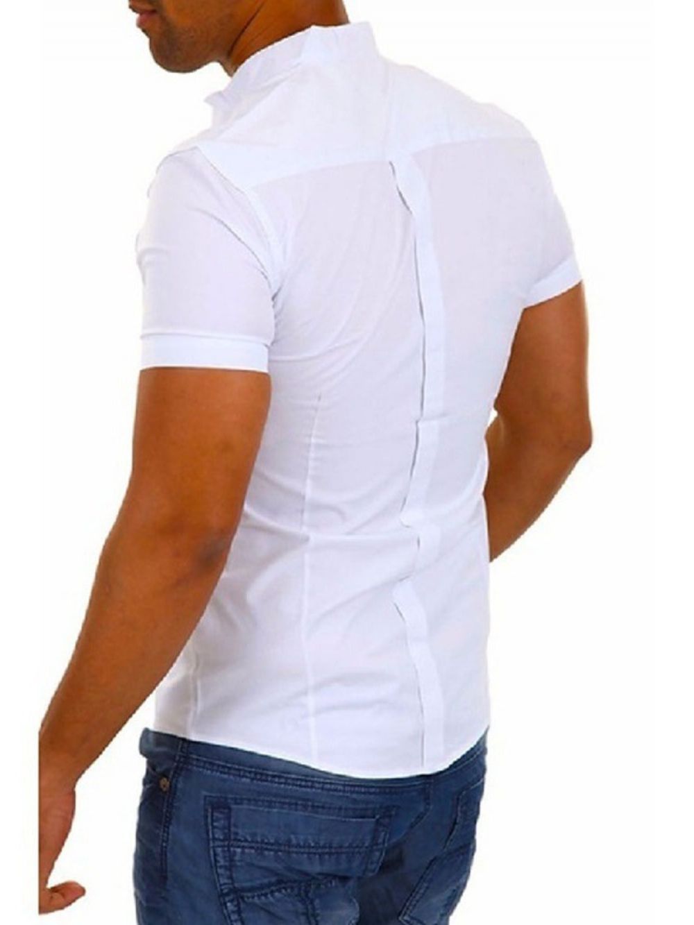 Camisa Masculina De Lapela Casual Lisa Simples De Abotoamento Simples