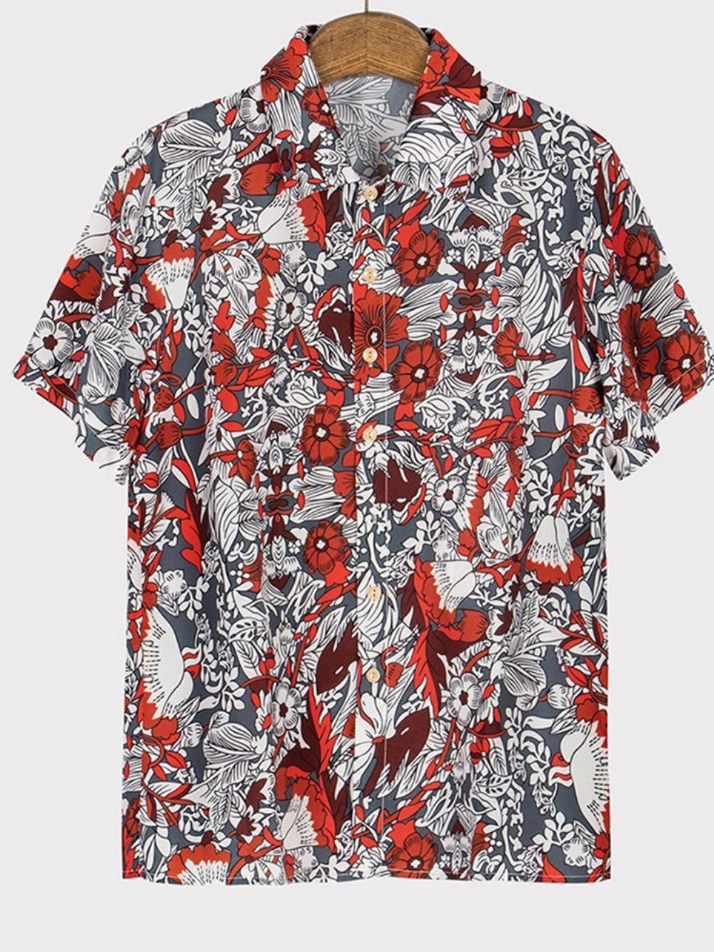 Camisa Masculina De Lapela Floral Trespassada