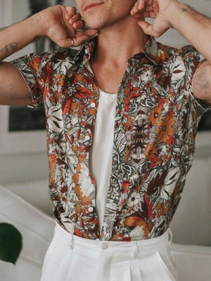 Camisa Masculina De Lapela Floral Trespassada