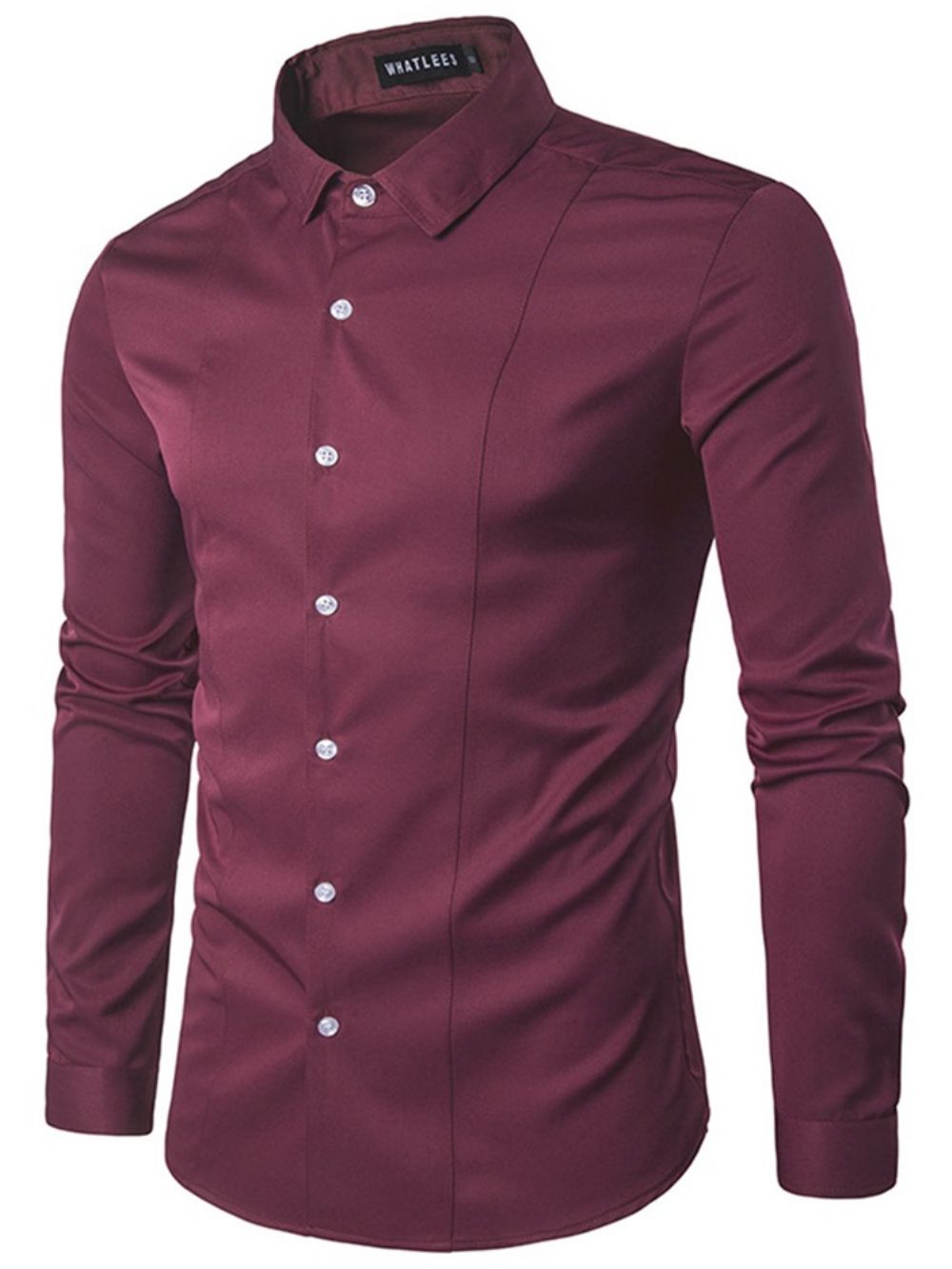 Camisa Masculina De Lapela Simples De Abotoamento Simples