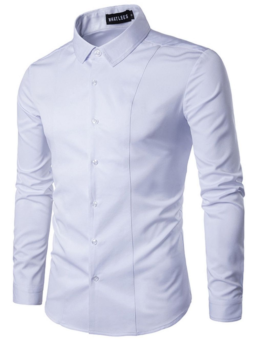 Camisa Masculina De Lapela Simples De Abotoamento Simples