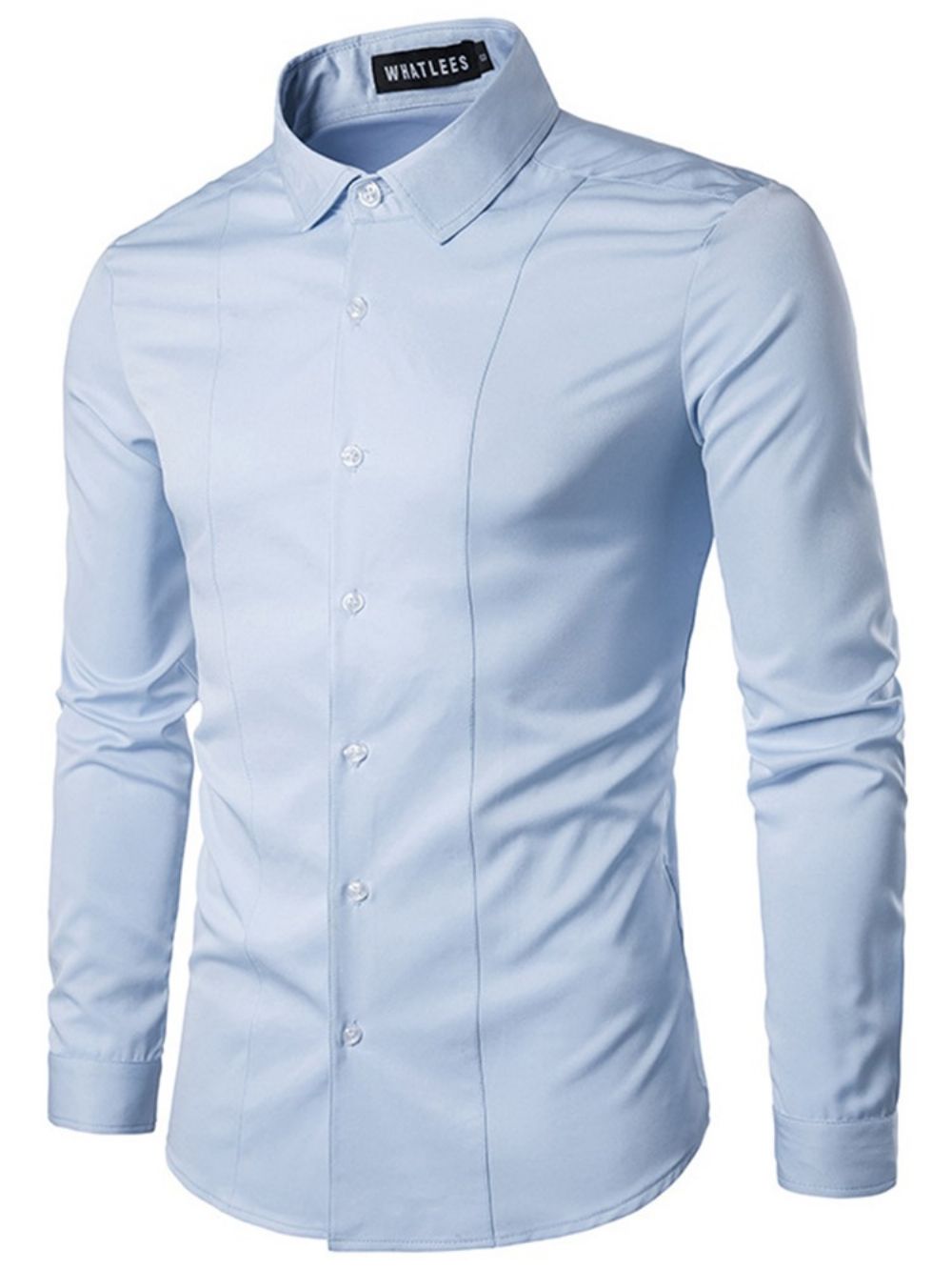 Camisa Masculina De Lapela Simples De Abotoamento Simples