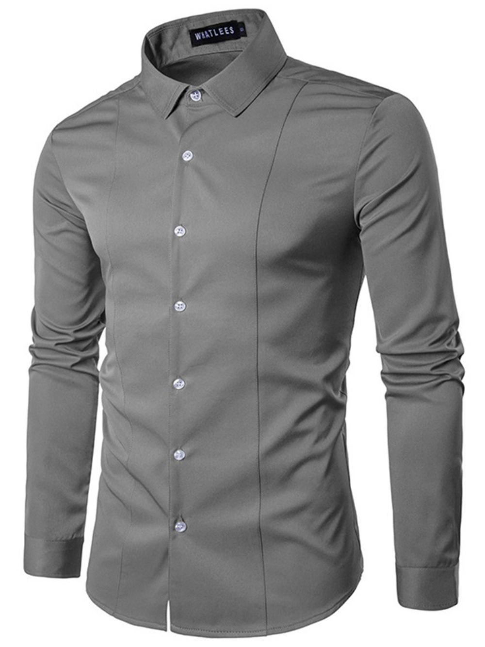 Camisa Masculina De Lapela Simples De Abotoamento Simples