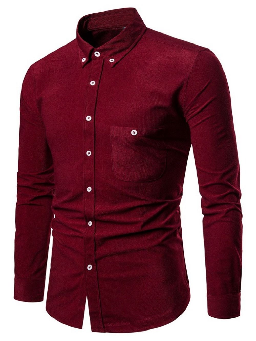 Camisa Masculina De Lapela Simples De Bolso Simples Sem Abotoamento