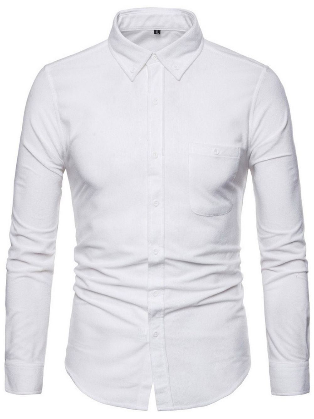 Camisa Masculina De Lapela Simples De Bolso Simples Sem Abotoamento