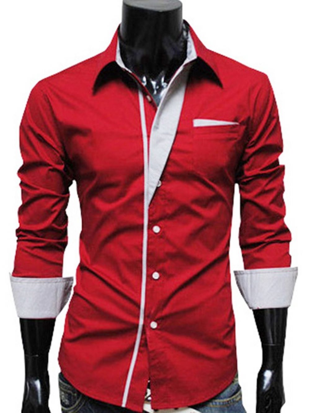 Camisa Masculina De Lapela Simples Com Abotoamento Simples