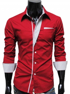 Camisa Masculina De Lapela Simples Com Abotoamento Simples