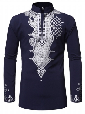 Camisa Masculina Moda Africana Dashiki Casual Estampa Fina