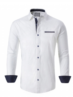 Camisa Masculina De Outono Com Lapela Ol Color Block