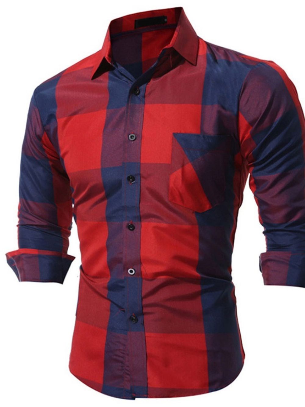 Camisa Masculina De Outono Xadrez Casual Bolso