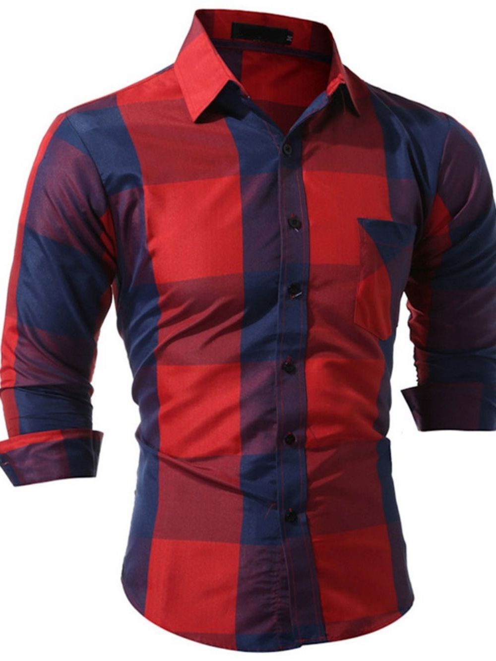 Camisa Masculina De Outono Xadrez Casual Bolso