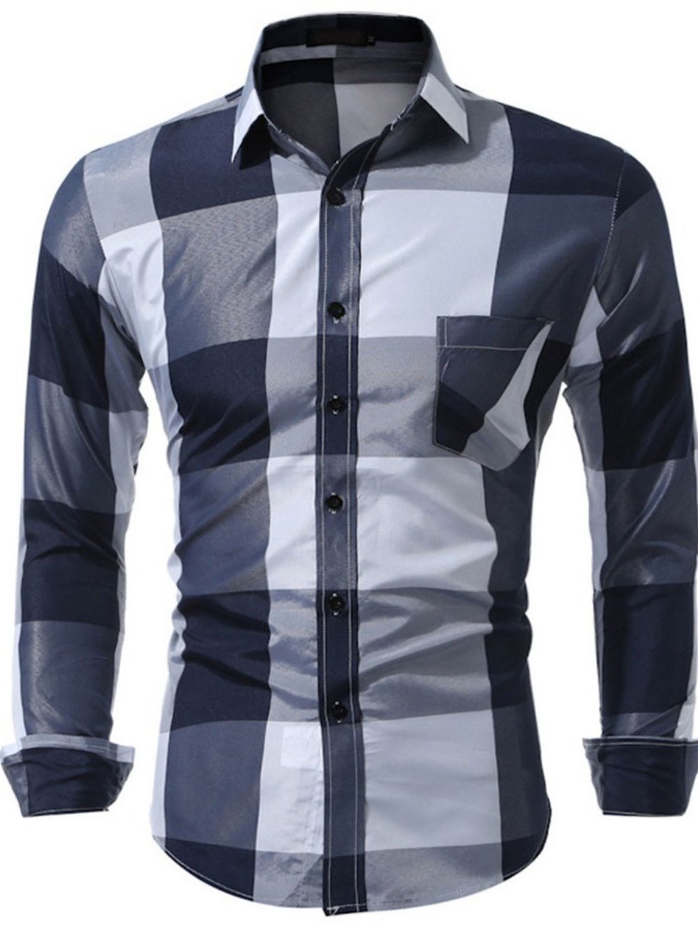 Camisa Masculina De Outono Xadrez Casual Bolso