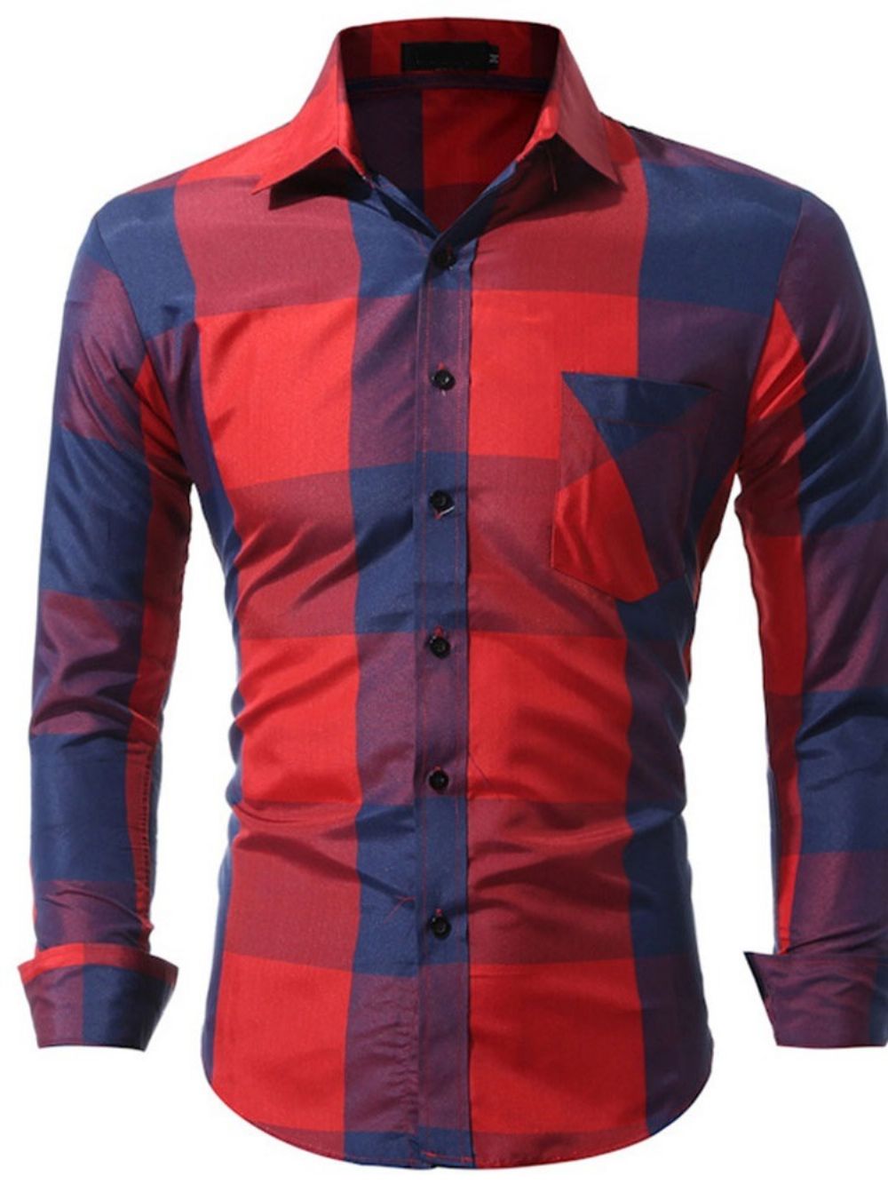 Camisa Masculina De Outono Xadrez Casual Bolso