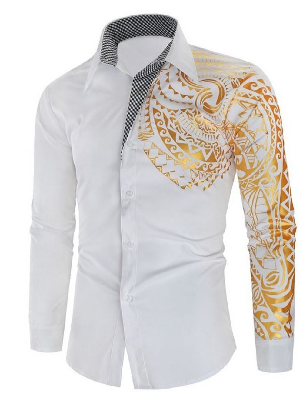 Camisa Masculina Slim Com Estampa Casual Floral