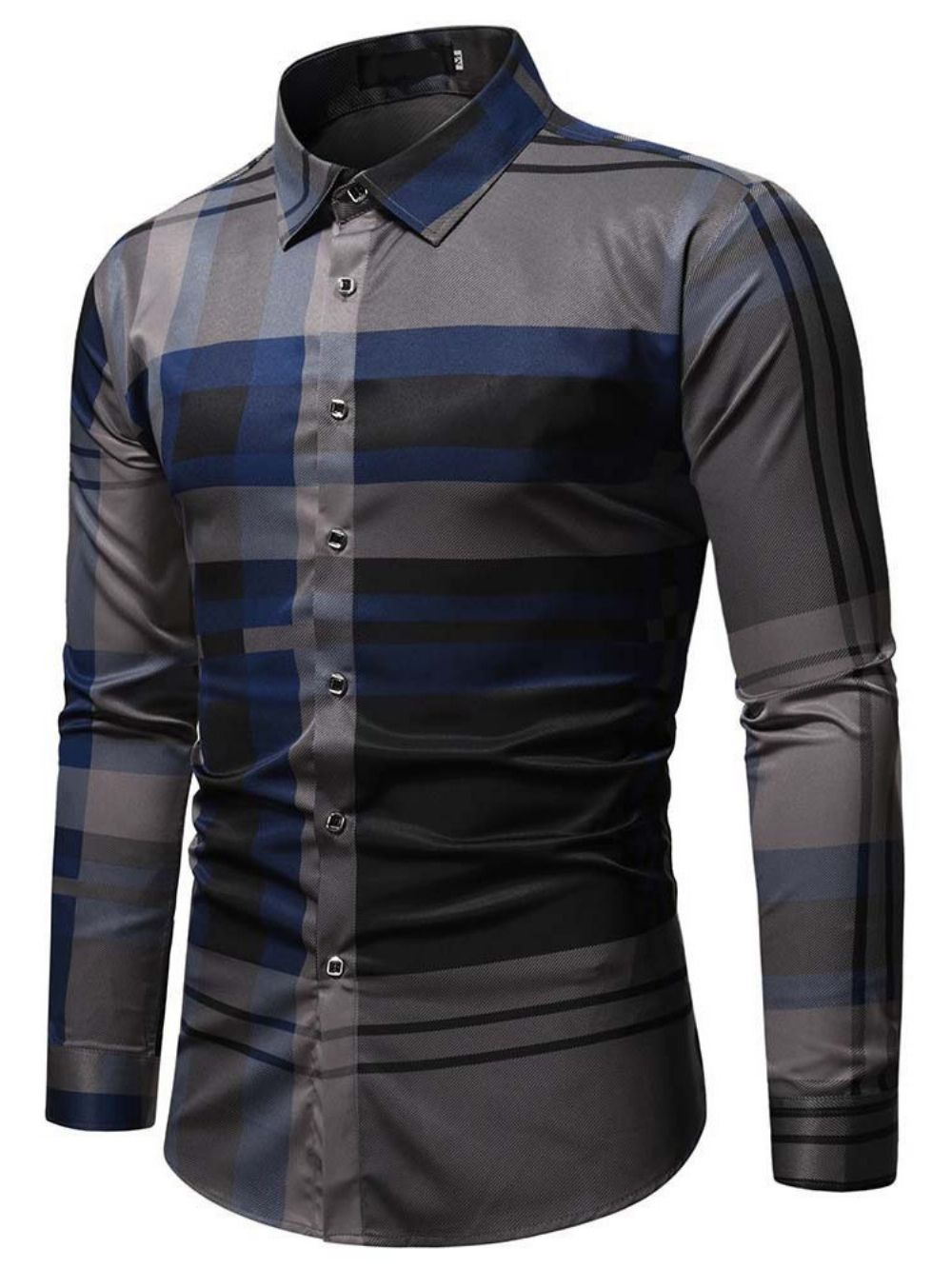 Camisa Masculina Slim Com Estampa De Lapela