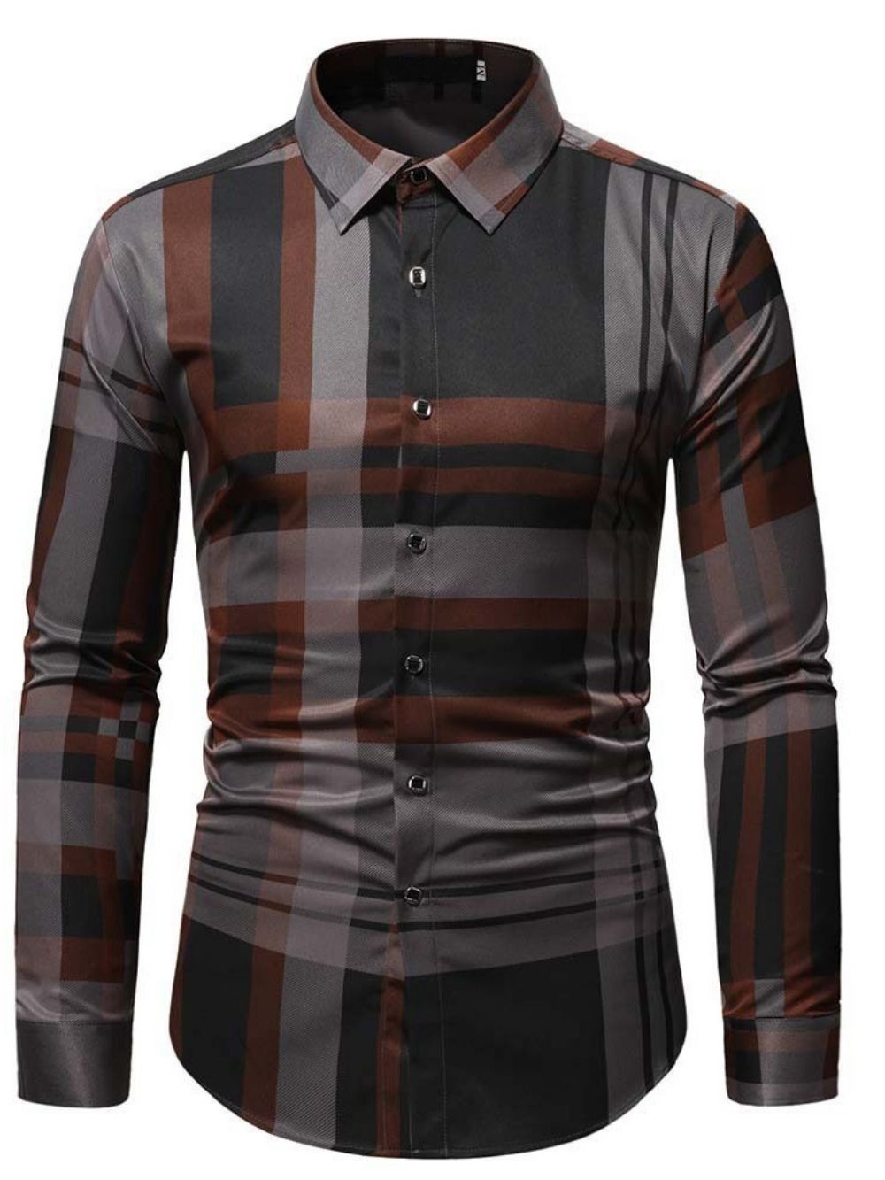 Camisa Masculina Slim Com Estampa De Lapela