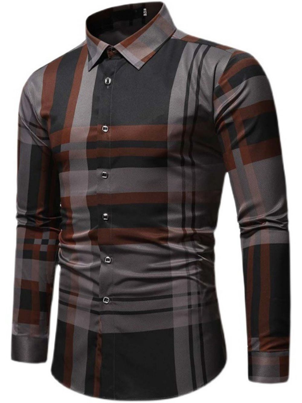 Camisa Masculina Slim Com Estampa De Lapela