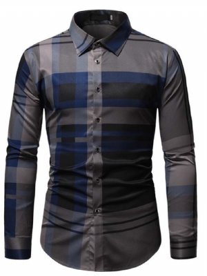 Camisa Masculina Slim Com Estampa De Lapela