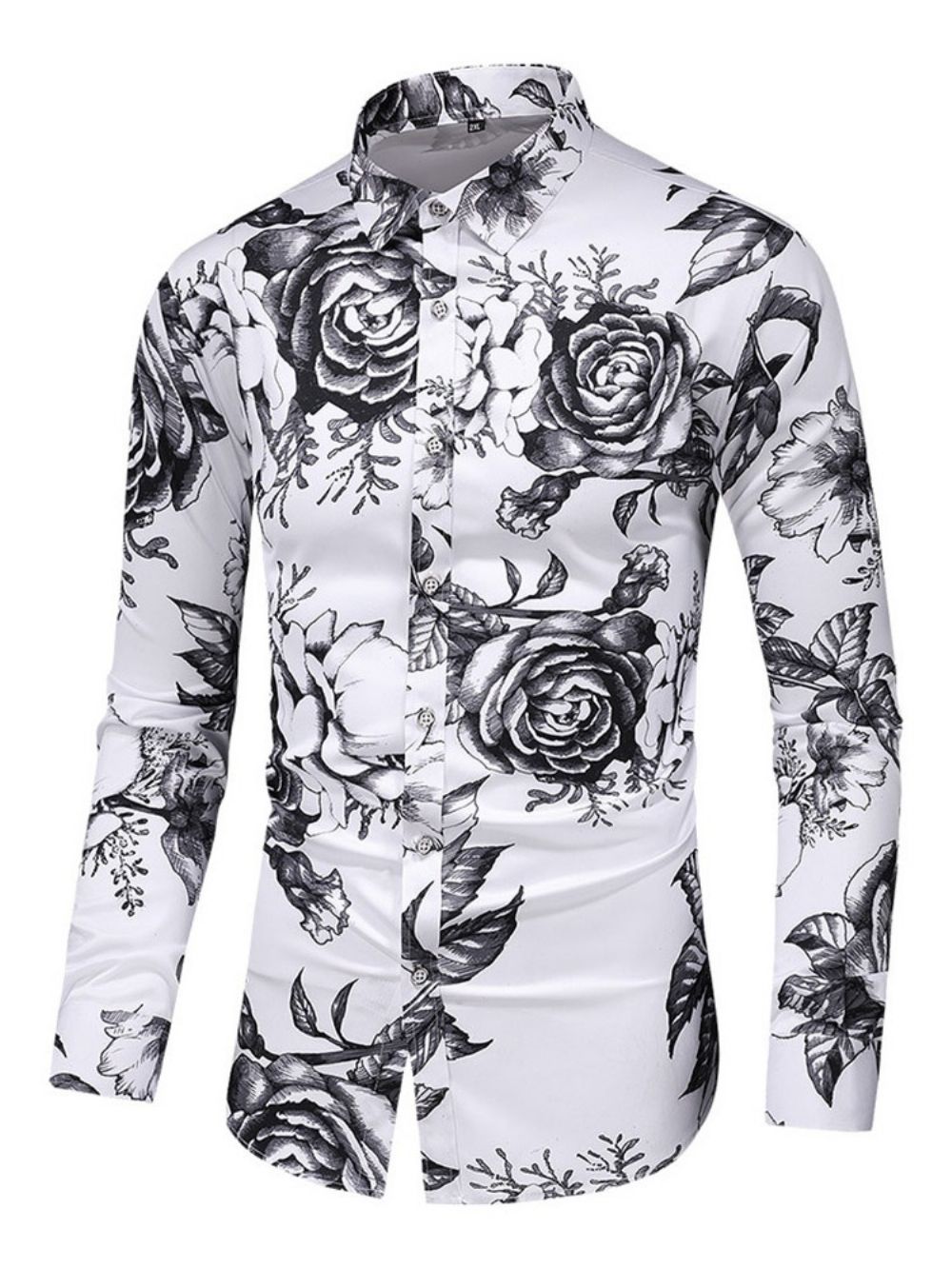 Camisa Masculina Slim Com Estampa De Lapela Fashion