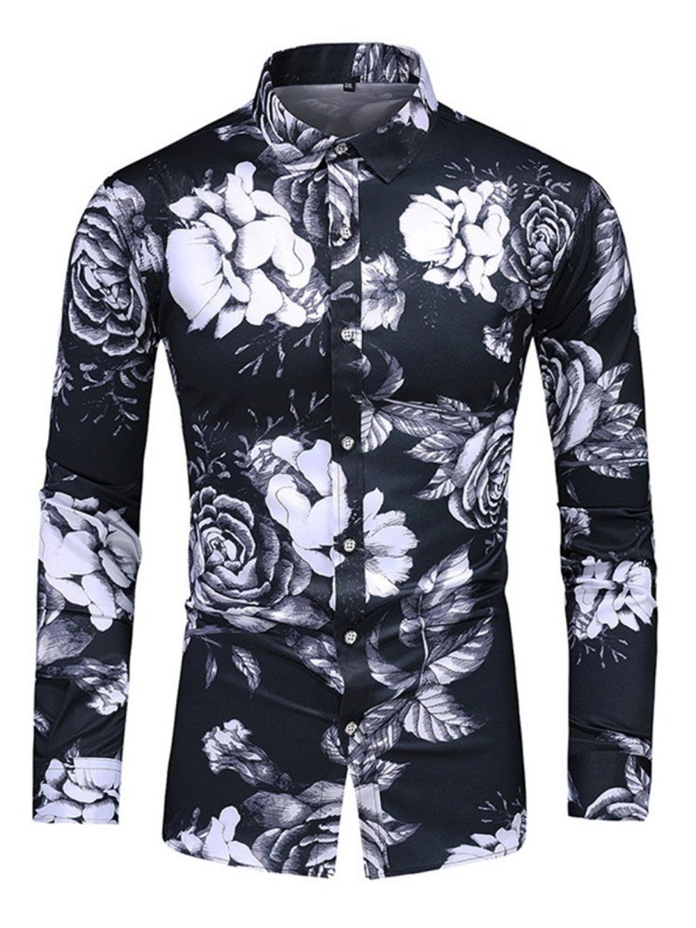 Camisa Masculina Slim Com Estampa De Lapela Fashion