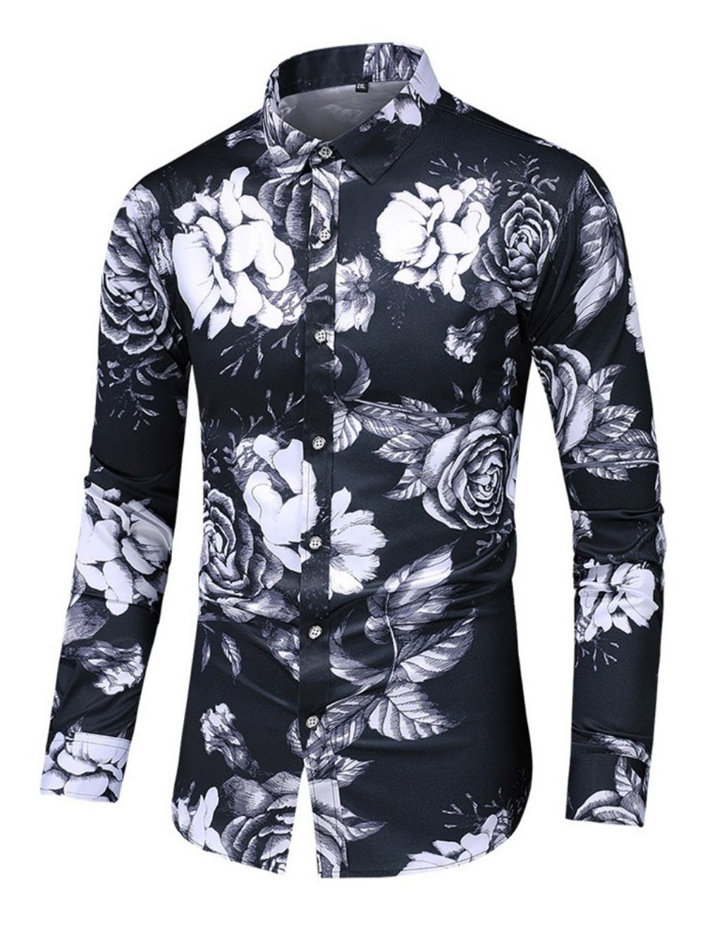 Camisa Masculina Slim Com Estampa De Lapela Fashion