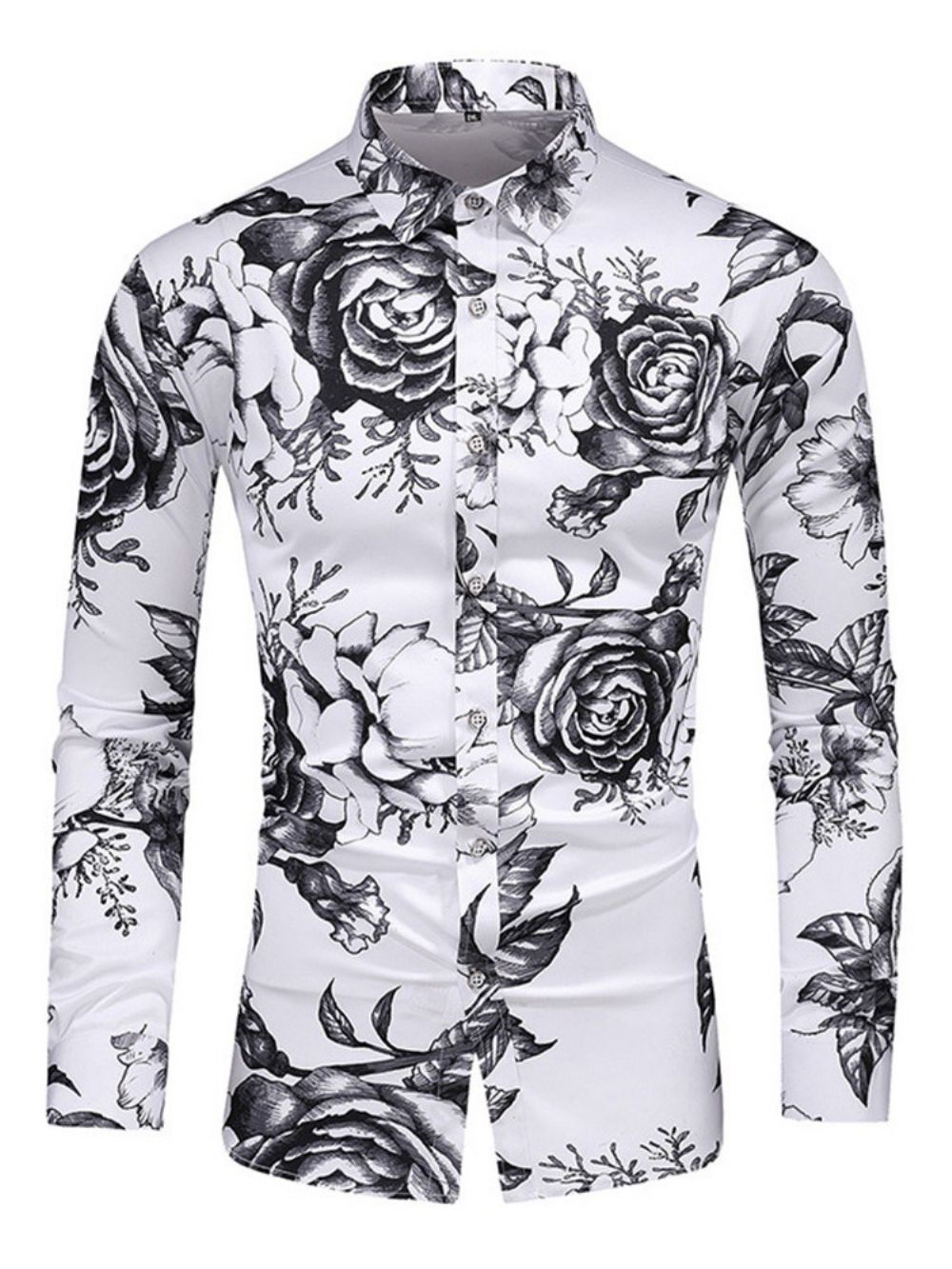 Camisa Masculina Slim Com Estampa De Lapela Fashion