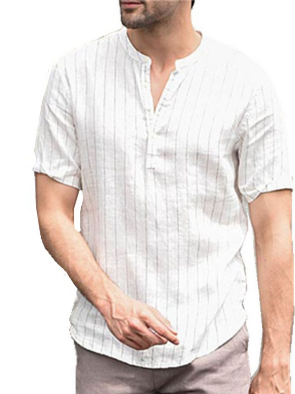 Camisa Masculina Slim Com Estampa De Listras