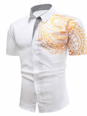 Camisa Masculina Slim Com Estampa Ol Lapela