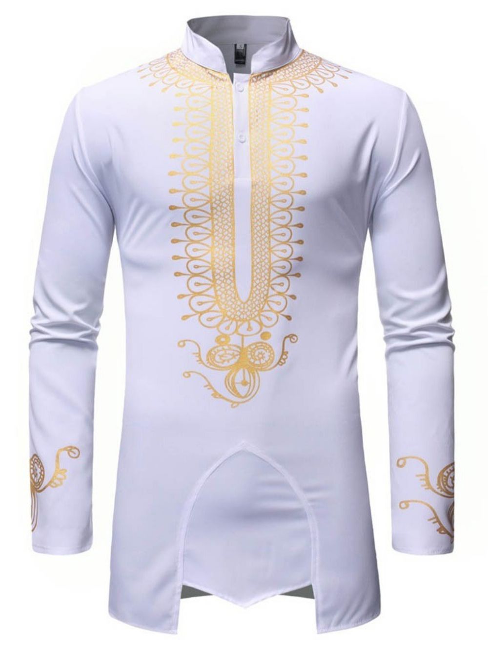 Camisa Masculina Slim Com Gola Dashiki Moda Africana