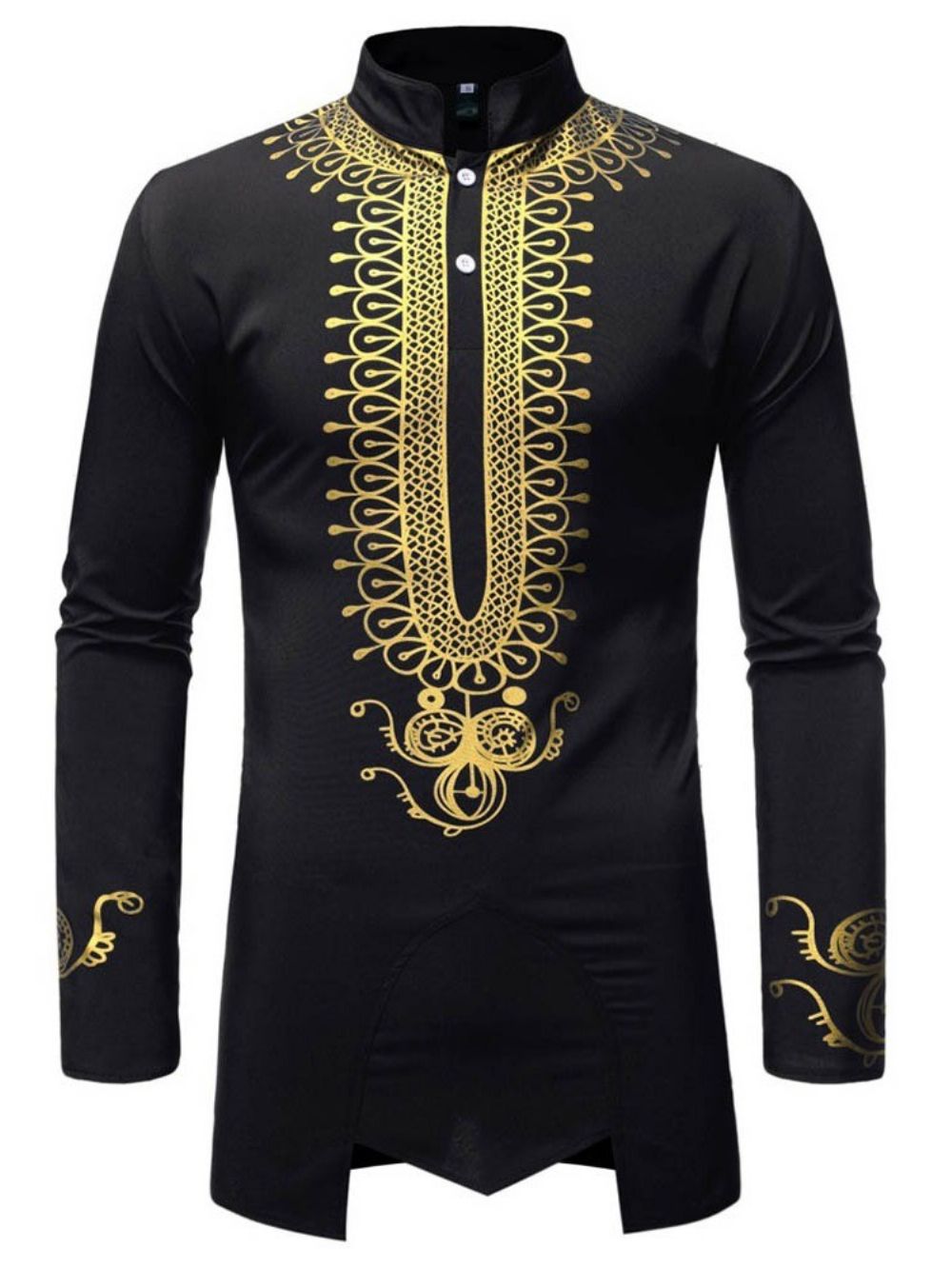 Camisa Masculina Slim Com Gola Dashiki Moda Africana