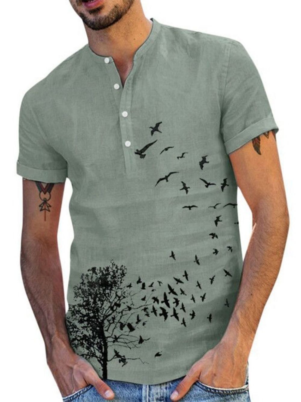 Camisa Masculina Slim Com Gola Estampada