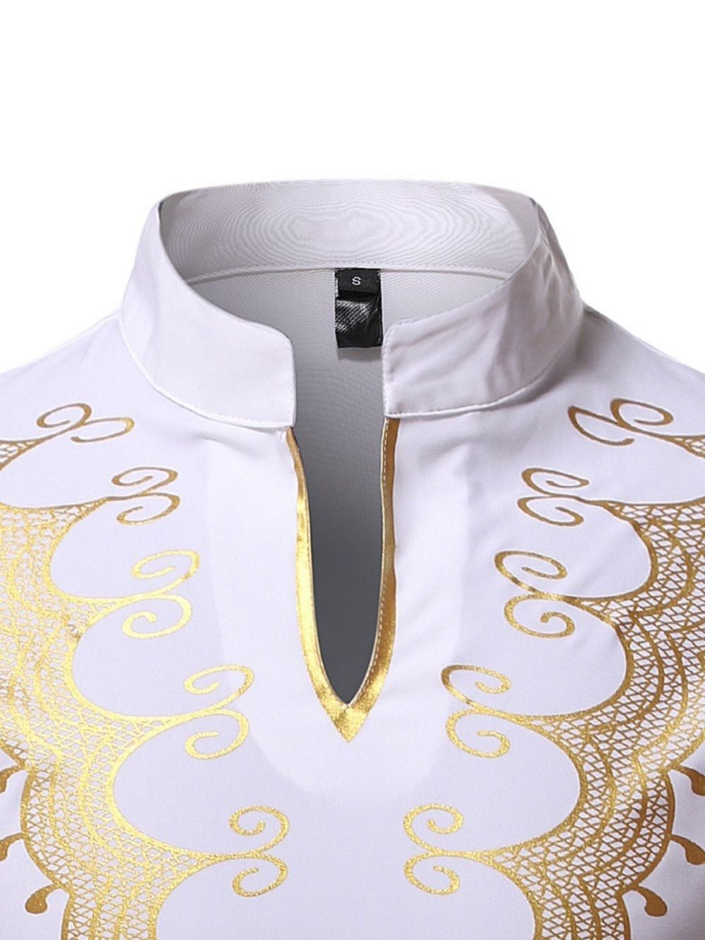 Camisa Masculina Slim Com Gola Estampada Primavera Étnica