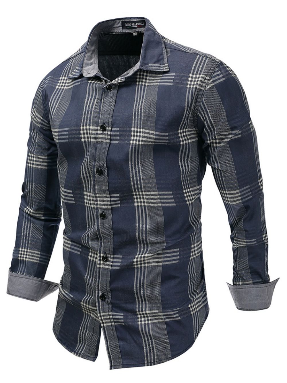 Camisa Masculina Slim Com Lapela Xadrez