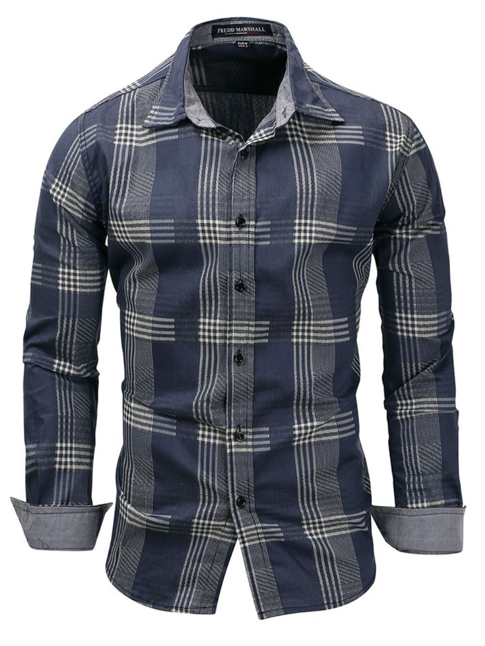 Camisa Masculina Slim Com Lapela Xadrez