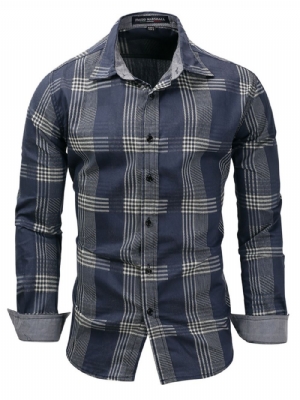 Camisa Masculina Slim Com Lapela Xadrez