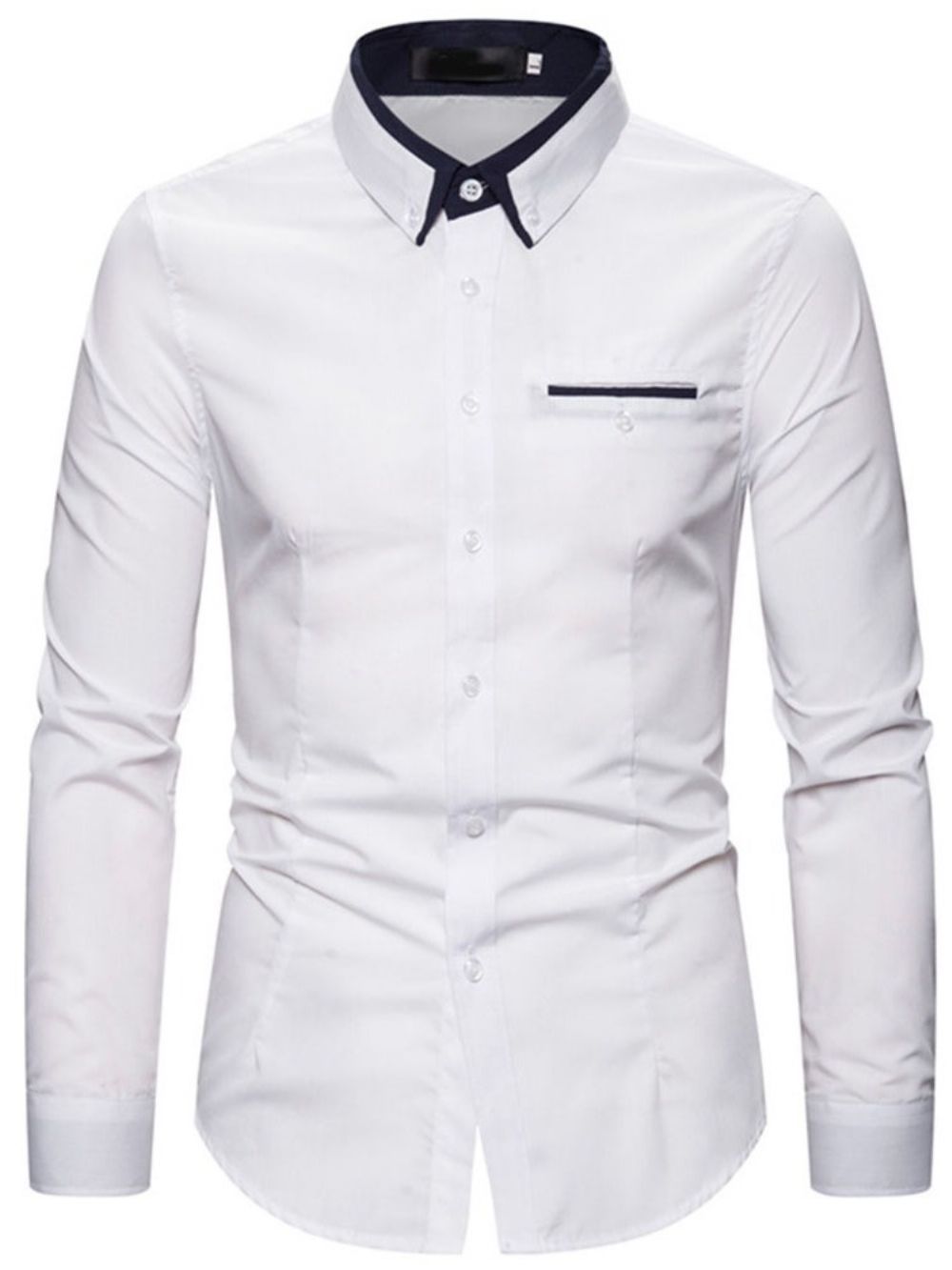 Camisa Masculina Slim De Lapela Color Block Trespassado Simples