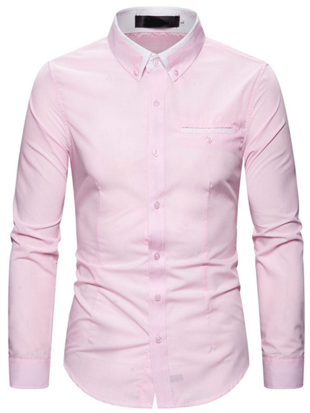 Camisa Masculina Slim De Lapela Color Block Trespassado Simples